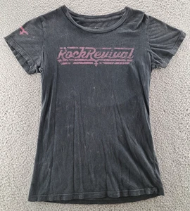Rock Revival T-Shirt Damen Small Grau Used Look Spruch Logo Loch USA - Bild 1 von 13
