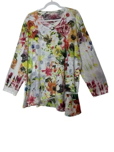 Jess & Jane Tunic Top Women’s Plus 3X Floral Lightweight Artsy Stretch - Picture 1 of 7