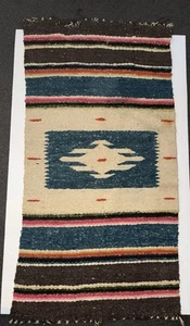 VTG Mexican Hand Woven Wool Rug/Serape/Horse Blanket Ralph Waltermire 46” 23.5” - Picture 1 of 6