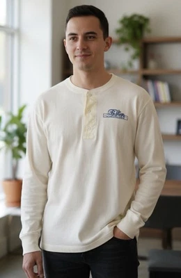 Camiseta Henley Vintage Búfalo Manga Larga Hombre Talla M Alce Country Gráfico RARA Foto 1 de 4