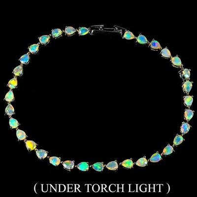 Pulseira de prata esterlina Black Friday opala fogo pera 4x3mm joia natural 7,5 - Imagem 1 de 4