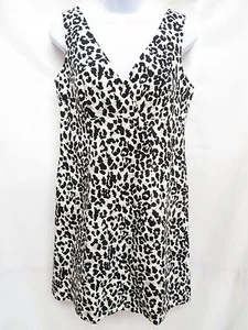 MICHAEL KORS Womens Black White Gray Woven Stretch Cotton Leopard Dress 8 M - Picture 1 of 3