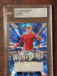 2022 Leaf Metal Soccer Max Woltman Wonderkid Crystal Blue Proof 1/1