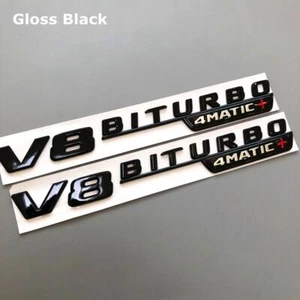 2 piezas guardabarros de ventilación negro brillante V8 biturbo 4Matic + emblema adhesivo para Benz AMG C300 - Imagen 1 de 12