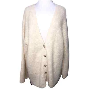 Frame Denim Lounge Cardi in Off White Alpaca Large NWT - Picture 1 of 10