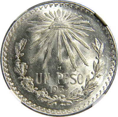 Mexico,  1934-M  Silver Peso NGC MS 65 (42-3) - Image 1 of 4