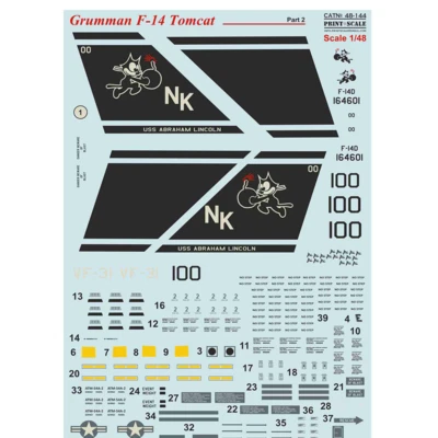 Print Scale 48-144 Decal airplane 1:48 F-14 Tomcat Part2 The complete set 2 leaf - Image 1 of 3