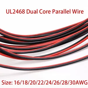 Cable de doble núcleo UL2468, doble cable paralelo, negro + blanco / rojo + negro 16AWG ~ 30AWG - Imagen 1 de 12