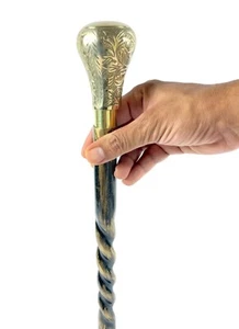 Floral Carved Wooden Walking Cane with Handmade Carved Head Handle for Seniors - Picture 1 of 6