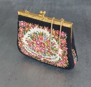 Borsa a mano vintage Micro Petite Point borsa da sera Gobelin anni 60 - Foto 1 di 7