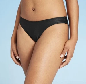 Shade & Shore Black Snakeskin Cheeky Swim Bottoms (Small 4-6) V - Bild 1 von 5