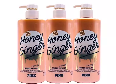 3 VICTORIA'S SECRET PINK HONEY GINGER REJUVENATING BODY LOTION 14 FL OZ NEW - Image 1 of 3