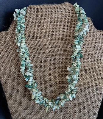 Gargantilla collar de piedras de malaquita verde gruesa de 3 hilos con cuentas de 17” piedras preciosas Foto 1 de 4