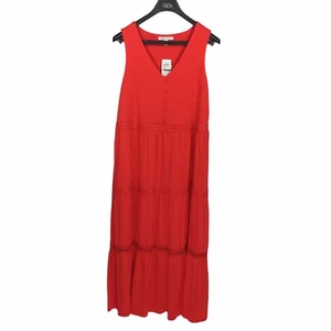 Spense Women's Sleeveless Dress Poppy Red V-neck Crotchet Detail Maxi Size 1X - Picture 1 of 7