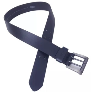 Levi’s 100% Black Leather Size 30 Double Prong Wide Chunky Belt Silver Buckle - Picture 1 of 15