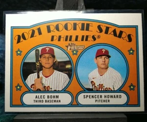 2021 Topps Heritage TESTO francese Rookie Stars Alec Bohm/Howard RC#11 TESTO FRANCESE! - Foto 1 di 4