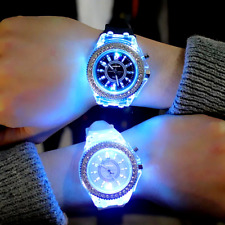Reloj de Mujer Adolescentes Pulsera de Cuarzo Cristal con Retroiluminación LED 