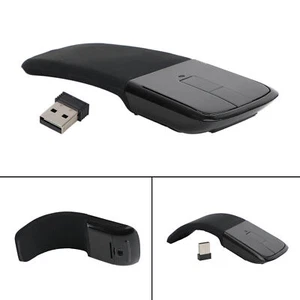2.4GHz Foldable Arc Touch Wireless Mouse Optical Mice With USB Receiver Black - Picture 1 of 12