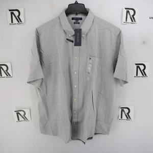 NWT Men's Tommy Hilfiger Gray Polka Dots Doted Dress Shirt Size XXL 2XL Classic - Picture 1 of 10
