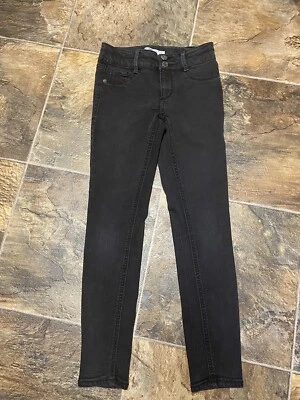 Pantalones de mezclilla negros tiro barro talla 10 2 botones cremallera para niñas pequeñas Foto 1 de 4