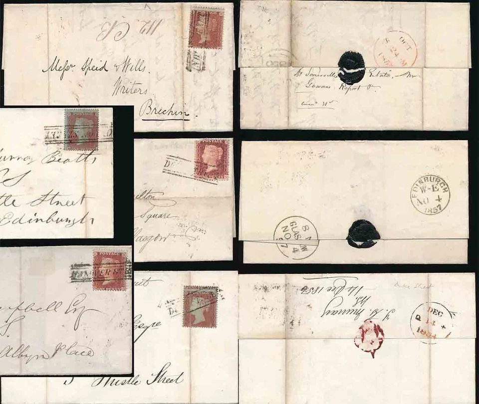 PENNY REDS 1854-7 SCOTS LOCALS USED as CANCEL..STREETS INDIA LONDON DUKE HANOVER - Image 1 of 1