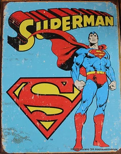 Retro Superman Tin Sign Movie Star picture Room Hero cartoon Classic picture 2 - Picture 1 of 1