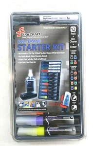 Skilcraft Dry Erase Starter Kit - 12 Markers Fine & Chisel, 8 oz Cleaner, Eraser - Picture 1 of 7