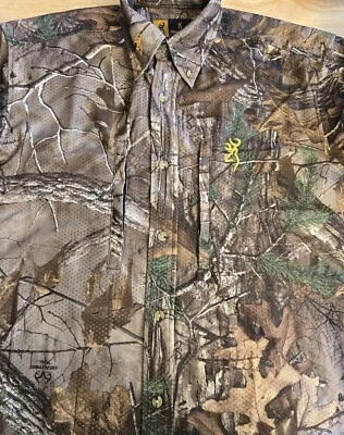 Browning Polyester BreakUp Infinity Camo Button Down Short Sleeve Shirt Mens M - Image 1 of 4