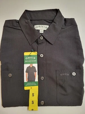 Orvis Men's Short Sleeve Woven Tech UPF 30 Shirt Black SMALL Size NEW WITH TAGS - Image 1 of 4