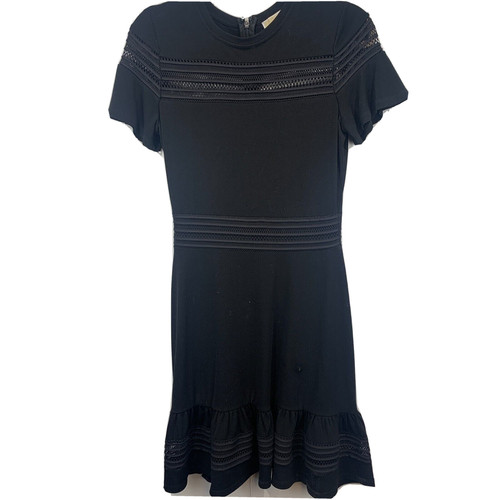 Abito donna Michael Michael Kors in jersey di crepe con volant nero piccolo S