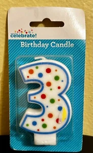Number “3” Molded Shape 3rd Birthday Candle Party Cake Decorations New 3” - Picture 1 of 1