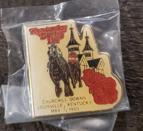 1988 Kentucky Derby Lapel Pin (Winning Colors) - New in Bag, Free Shipping! Cover