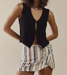 Falda Free People Skort Catalina a Rayas Talla EE. UU. 2 Reino Unido Talla 6 con Pantalones Cortos en Uno - Imagen 1 de 6