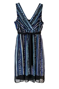 Lane Bryant, Striped V-Neckline Dress with Attached Sash Belt, size 14 - Picture 1 of 6