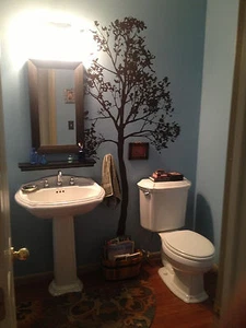 Calcomanía de pared grande árbol simple bosque vinilo pegatina arte infantil baño detallado - Imagen 1 de 7