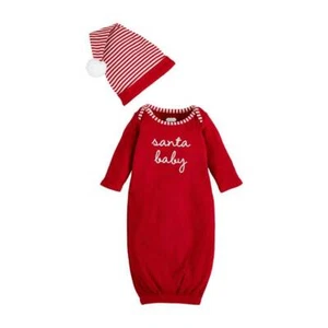Mud Pie Alpine Village Santa Baby Boy Take Me Home Gown and Hat Set 0-3 Months - Picture 1 of 2