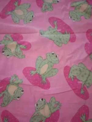 lily pad frog crafts fun fabric piece 23 by 20 inch pink green new - Image 1 of 2