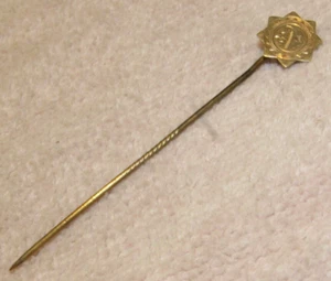 Vintage "N" Initial Engraved 12kt Gold Hat Stick Pin - Picture 1 of 2
