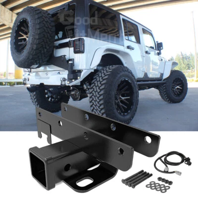 For 2017 Jeep Wrangler JK 2 inch Towing Trailer Hitch Receiver + Wiring Harness - Image 1 of 4