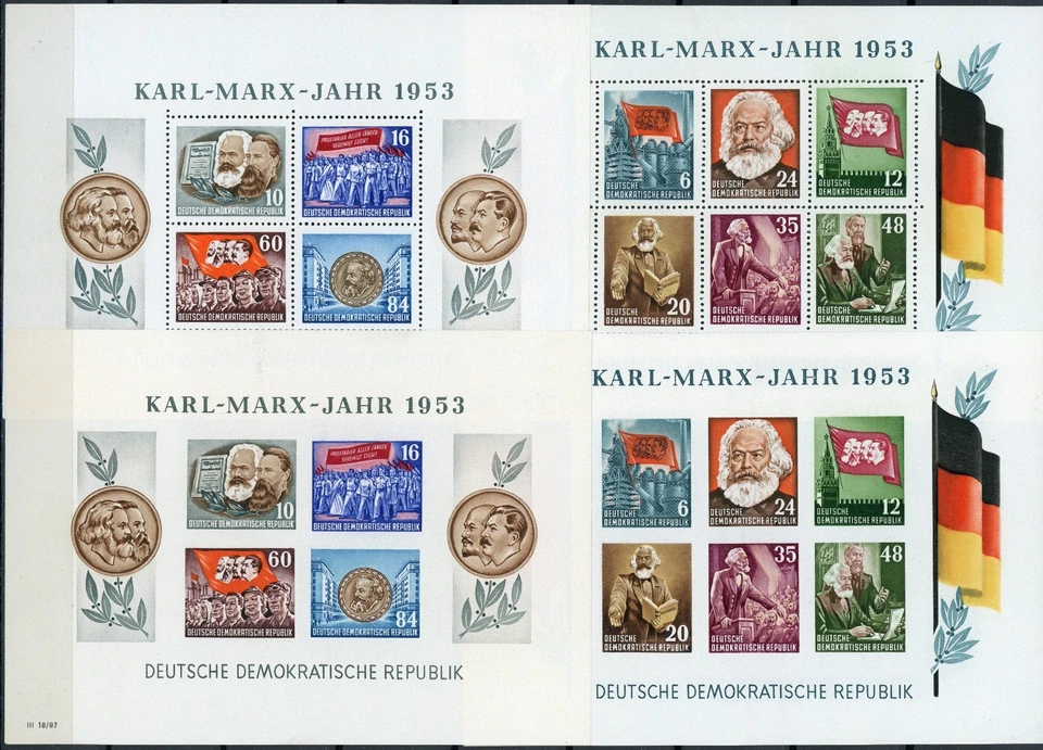 DDR 1953  Souvenir sheets 8A,B and  9A,B   LOT 41 Karl-Marx-year - Image 1 of 1