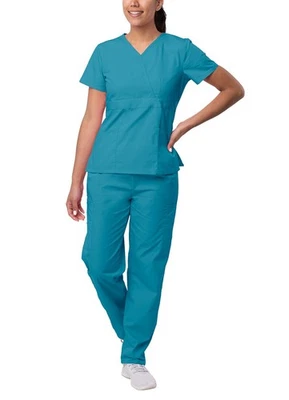 Sivvan Women’s Scrub Set - Multi Pocket Cargo Pants & Stylish Mock Wrap Top - Image 1 of 4