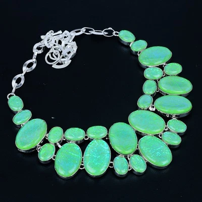 Green Australian Triplet Opal 925 Sterling Silver Jewelry Necklace 18" VJ 3286 - Image 1 of 4