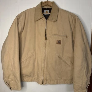 Vintage Carhartt J43WET Detroit Jacket Blanket Lined Creamy Tan Size: XL? *read - Picture 1 of 6