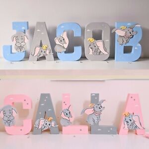 Dumbo letters handpainted baby Nursery Wall Art Decor Kids Childrens Gift shower