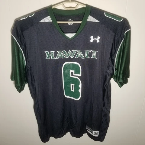 Hawaii Rainbows Warriors #6 Football Jersey Sz 2XL Under Armour Black Cover