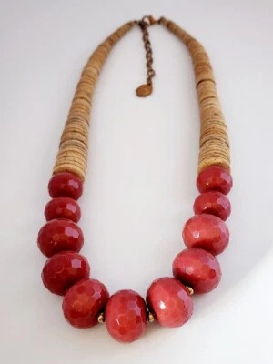 RJ GRAZIANO СКАЗОЧНЫЙ КРАСНЫЙ КОРЕНАСТЫЙ И ДИСКИ БУСИНА ОЖЕРЕЛЬЕ-EC-30» L - Изображение 1 из 4