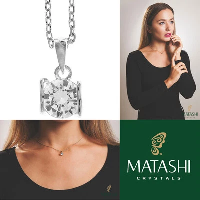 Collar Matashi 16" Chapado en Oro Blanco 18K con Corazón y Cristales Regalo para Mamá Foto 1 de 4