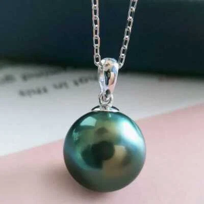 16mm Shell pearl peacock blue pendant Necklace Mental Energy Inspiration Taseel - Image 1 of 4