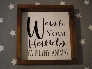 Farmhouse wall hanging humorous bathroom kitchen handmade rustic sign - Picture 1 of 7