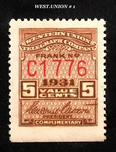 SCOTT # 3172 WESTERN UNION 5 CENTS 1931 MNH NG - Picture 1 of 2